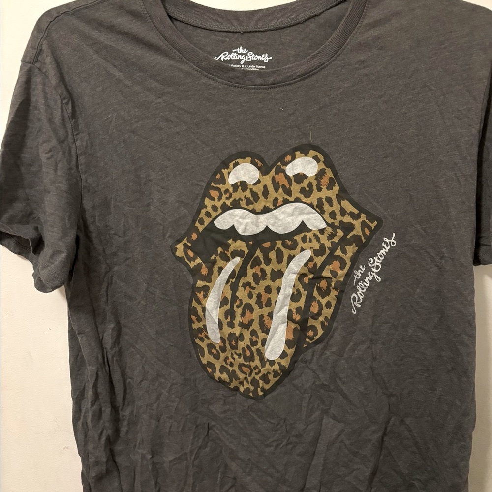 Rolling Stones Leopard print shirt, print tongue T-Shirt
